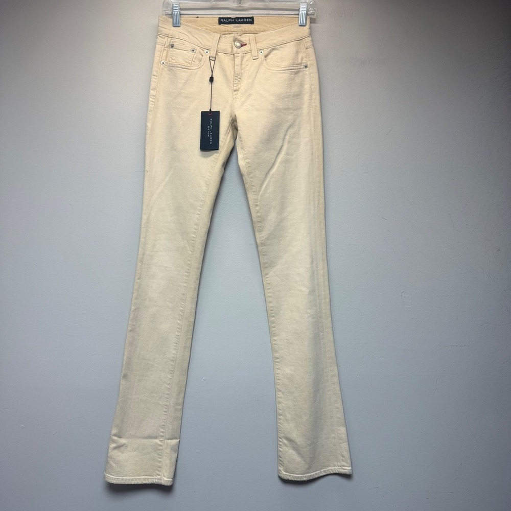 Ralph Lauren 380 Modified Boot Jeans Womens 26 Cream NWT Designer Denim Flare